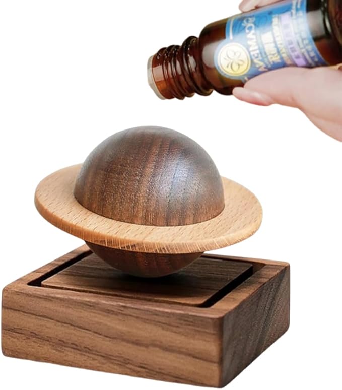 Wood Essential Oil Diffuser,Planet Walnut Aroma Therapy,Passive Diffuser for Desk Table Home Office Car Wardrobe Yoga Hall and SPA, Thoughtful Gifts for Yoga Meditation by OULIGET