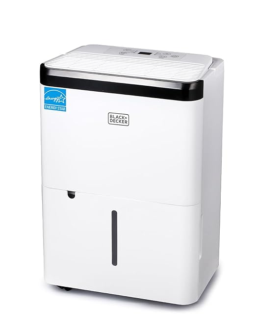 BLACK+DECKER 1000 Sq. Ft. Dehumidifier for Home, Bedroom and Basement, Up To 9 Pints Per Day, ENERGY STAR Certified, 3.3-Pint Bucket, LED Display, Auto Defrost & Restart, BDT08TW, White by BLACKDECKER