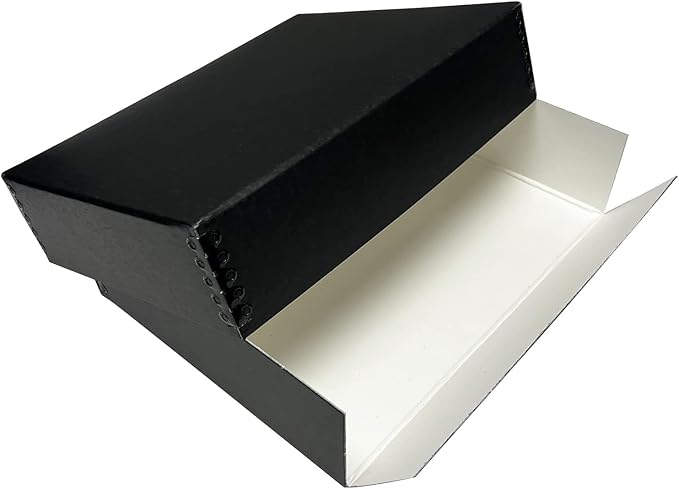 Lineco, 9x12x3 Museum Storage Box, Removable Lid and Drop Front Design. Archival Acid-Free with Metal Edge. Storing for Photos, Documents, Prints, DIY, Black - Image 4