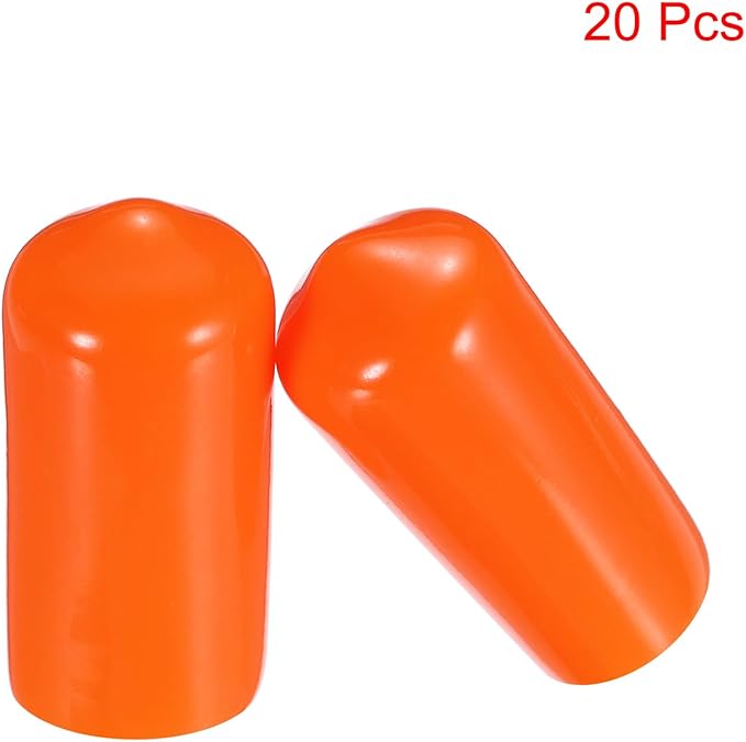 uxcell 20pcs Rubber End Caps 10mm(3/8") ID Vinyl PVC Round Tube Bolt Cap Cover Screw Thread Protectors,Orange - Image 2