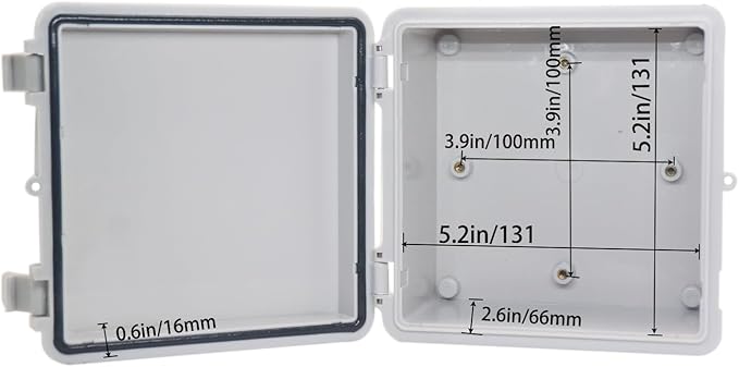 Waterproof Electrical Box Dustproof Junction Box Weatherproof IP67 ABS Plastic Enclosure Switch Router Project Box with Mounting Plate with Wall Bracket 2 Cable Glands Grey 5.9"x5.9"x3.5" - Image 4