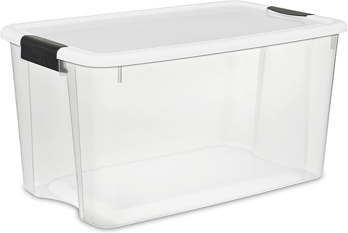 Sterilite 12-Pack Ultra Latching Box, Storage Bins with Lids, Clear Plastic, 70 Quart - Heavy-Duty Organizing Containers for Closet, Bathroom, and Office - Image 2