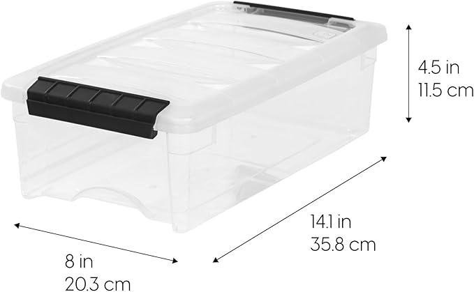 IRIS USA 6-Pack Storage Bins with Lids, 6 Quart, Made in USA Stackable See-Through Organizing Solution Latches Durable Nestable Containers Secure Pull Handle, BPA-Free Plastic - Image 2