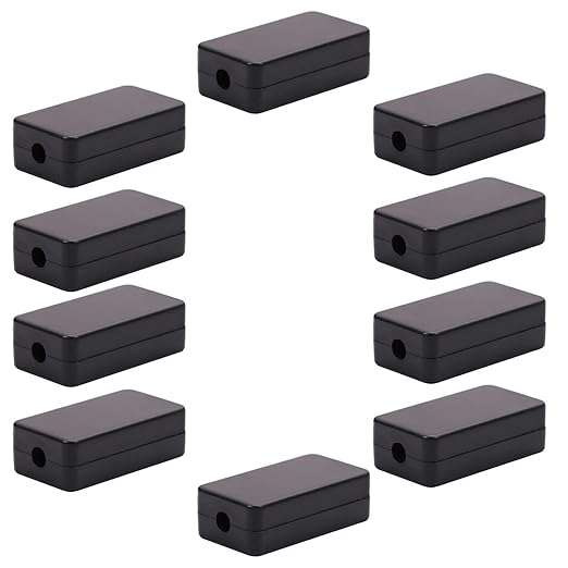 Fielect 10Pcs Dustproof Electronic Junction Box Plastic Enclosure Project Box for Electronic Projects ABS Black 1.89 x 1.02 x 0.61 inch by Fielect