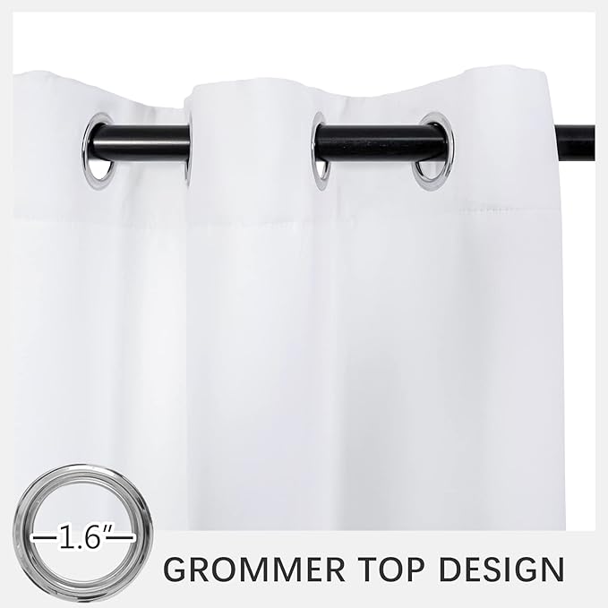 MYSKY HOME White Curtains for Bedroom, Grommet Room Darkening Curtains for Living Room, Vertical Blinds Privacy Thermal Insulated Curtains, 1 Curtain Panel, 52 x 84 Inch, Pure White - Image 2