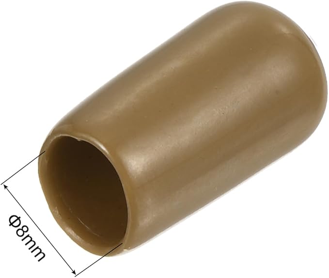 uxcell 20pcs Rubber End Caps 8mm(5/16") ID Vinyl PVC Round Tube Bolt Cap Cover Screw Thread Protectors Light Brown - Image 3