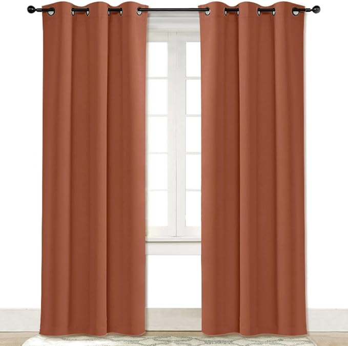 NICETOWN Curtain Blackout Drape Panel, Single Panel, 34 x 84 inch, Burnt Orange, 3 Pass Microfiber Noise Reducing Thermal Insulated Window Drapery with Grommet by NICETOWN