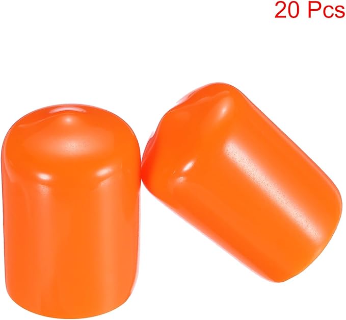 uxcell 20pcs Rubber End Caps 15mm(9/16") ID Vinyl PVC Round Tube Bolt Cap Cover Screw Thread Protectors,Orange - Image 2