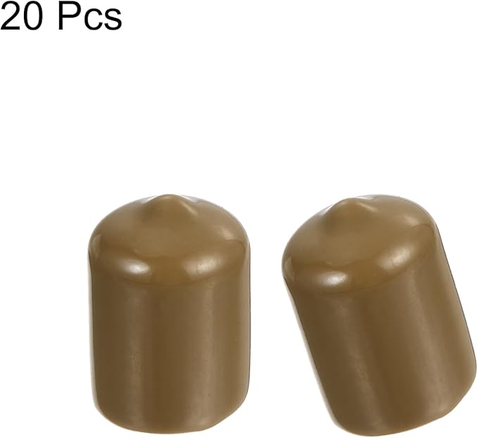 uxcell 20pcs Rubber End Caps 15mm(5/8") ID Vinyl PVC Round Tube Bolt Cap Cover Screw Thread Protectors Light Brown - Image 2