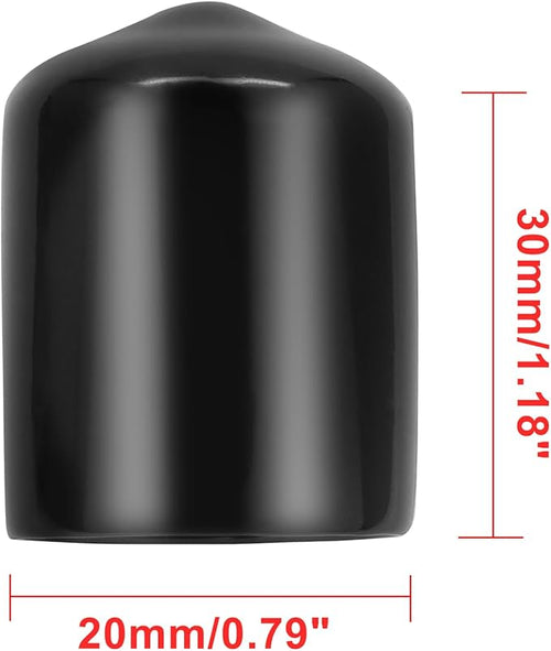 12 Pcs Round Rubber End Caps 4/5" (20mm) ID Vinyl Flexible Bolt Chair Foot Covers Screw Thread Chair Leg Protectors for Round Tubing Bolt Desk Chair Leg (Black) - Image 2