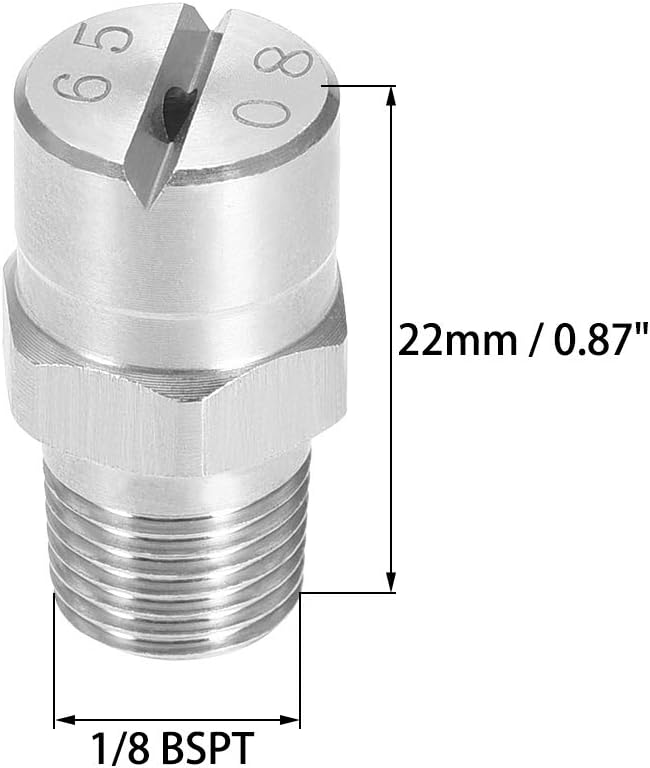 uxcell Flat Fan Spray Tip - 1/8BSPT Male Thread 304 Stainless Steel Nozzle - 65 Degree 1.8mm Orifice Diameter - 2 Pcs - Image 2