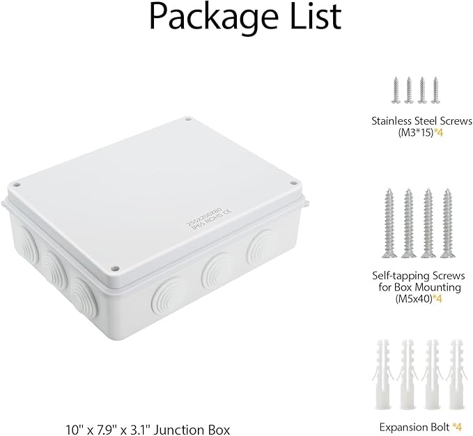 LeMotech Junction Box, ABS Plastic IP65 Waterproof and Dustproof, Universal Electrical Enclosure, Outdoor and Indoor Project Box 10 x 7.9 x 3.1 inch (255 x 200 x 80 mm) - Image 9
