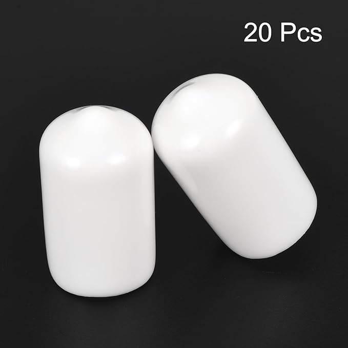 uxcell 20pcs Rubber End Caps 12mm(1/2 inch) ID Vinyl Round End Cap Cover Screw Thread Protectors White - Image 2