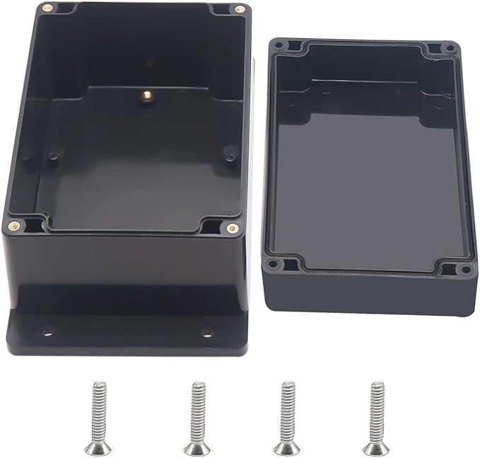Outdoor Waterproof Junction Box IP67 Project Box ABS Black Electrical Boxes Electronic Enclsoure with Mounting Ear for DIY Project 6.3 x 4.3 x 3.5 inch (160x110x90mm) by Otdorpatio