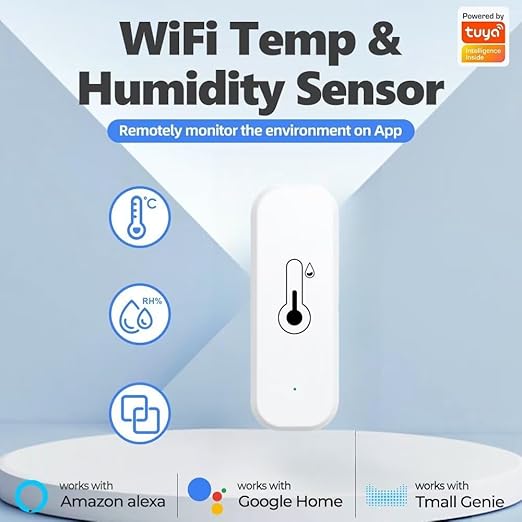 WiFi & Bluetooth Temperature and Humidity Sensor,No Hub Required,Compatible with Alexa and Google Home,for Home, Baby Rooms,Greenhouses Accessories, Garages, Office 2Pack(No Include Battery) - Image 2
