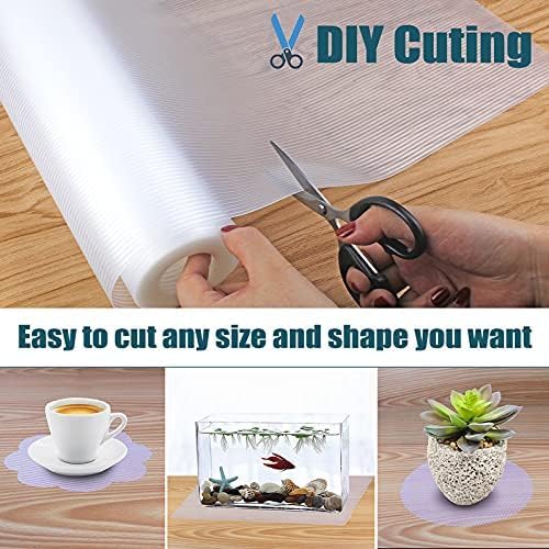 Shelf Liner, Non-Slip Cabinet Liner, Washable Oil-Proof for Kitchen Cabinet, Shelves, Refrigerator, Storage, Desks, 17.5 Inches x 10 FT, Non Adhesive Drawers Liner (17.5 Inches x 10 FT)… Clear - Image 3