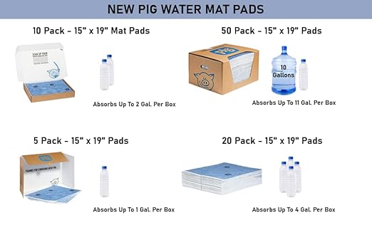 PIG Water Absorbent Mat | Reusable | 10 Pack | 15" W x 19" L | Blue and Black | PM50479 - Image 9