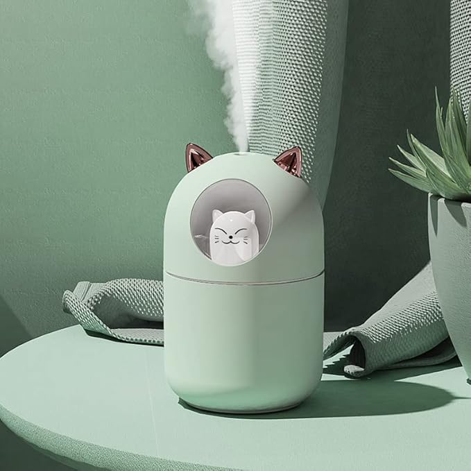 Portable 300ml Mini Cool Mist Humidifier With Night Light, USB Auto Shut-Off, Ultra-Quiet, 2 Spray Modes for Home Office Travel (Green) - Image 4