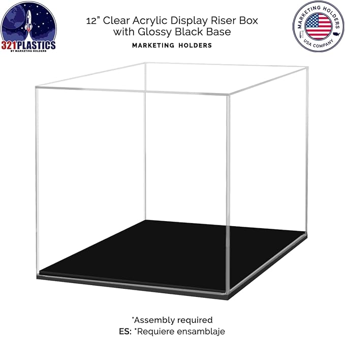Marketing Holders 12" x 12" Clear Acrylic Display Box with Black Base Versatile Lucite Retail Product Dust Cover for Collectibles and Memorabilia - Image 5