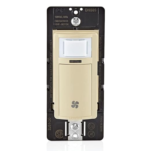 Leviton Humidity Sensor Switch for Bathroom Exhaust Fan, Automate Ventilation, Air Circulation, Moisture Control, ¼ HP, Single Pole, DHS05-1LI, Ivory by Leviton