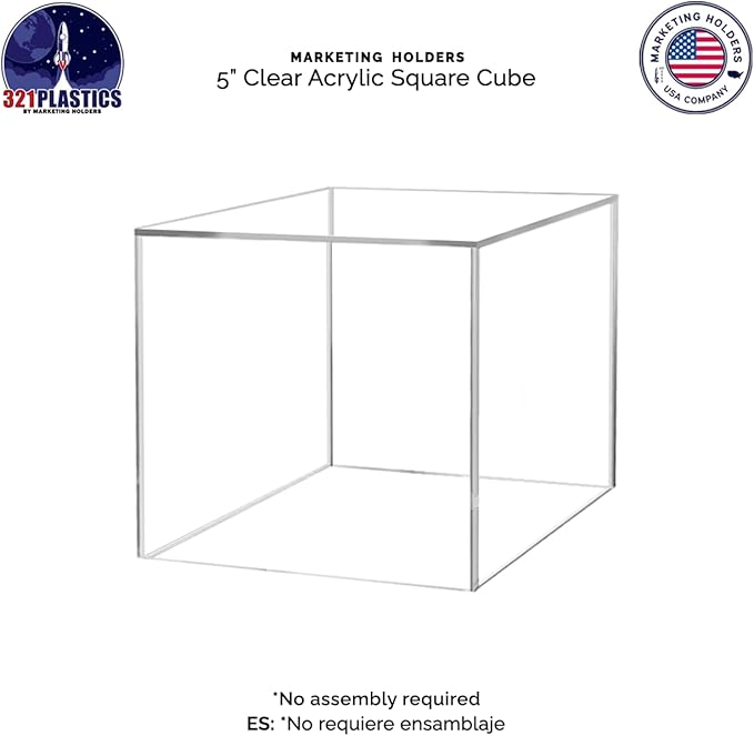 5" Clear Acrylic Display Box with One Open Side No Lid Versatile Square Retail Product Riser or Merchandise Storage Bin No Assembly Required Re by Marketing Holders - Image 6