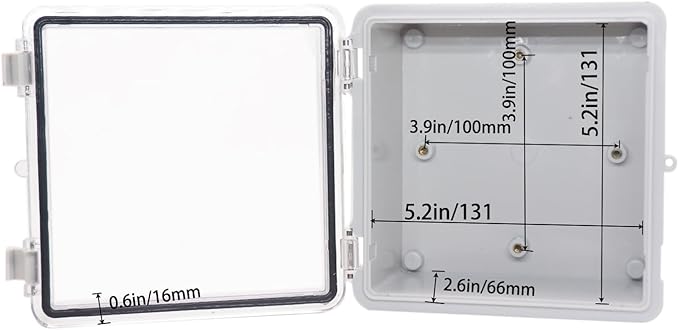 Waterproof Outdoor Electrical Box Junction Box Weatherproof IP67 ABS Plastic Enclosure Switch Router Project Box with Mounting Plate with Wall Bracket 2 Cable Glands Clear 5.9"x5.9"x3.5" - Image 4