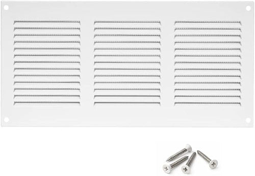 10x4 inch (Duct Opening) Vent Cover - White Ventilation Covers for Wall and Ceiling - Metal Return Grille - HVAC AC Air Vents Register for Indoor and Outdoor Use with Mesh by ABOUT+VENT