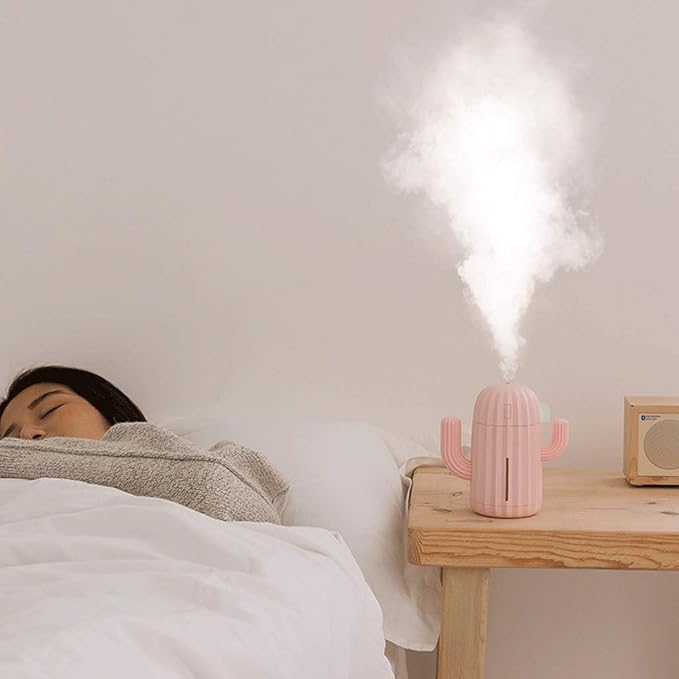 Humidifier Mini Humidifier Humidifier with Night Light Portable Cactus Air Humidifier Suitable for Yoga Office SPA Bedroom Air Humidifier (Color : Blue) (Pink) - Image 3