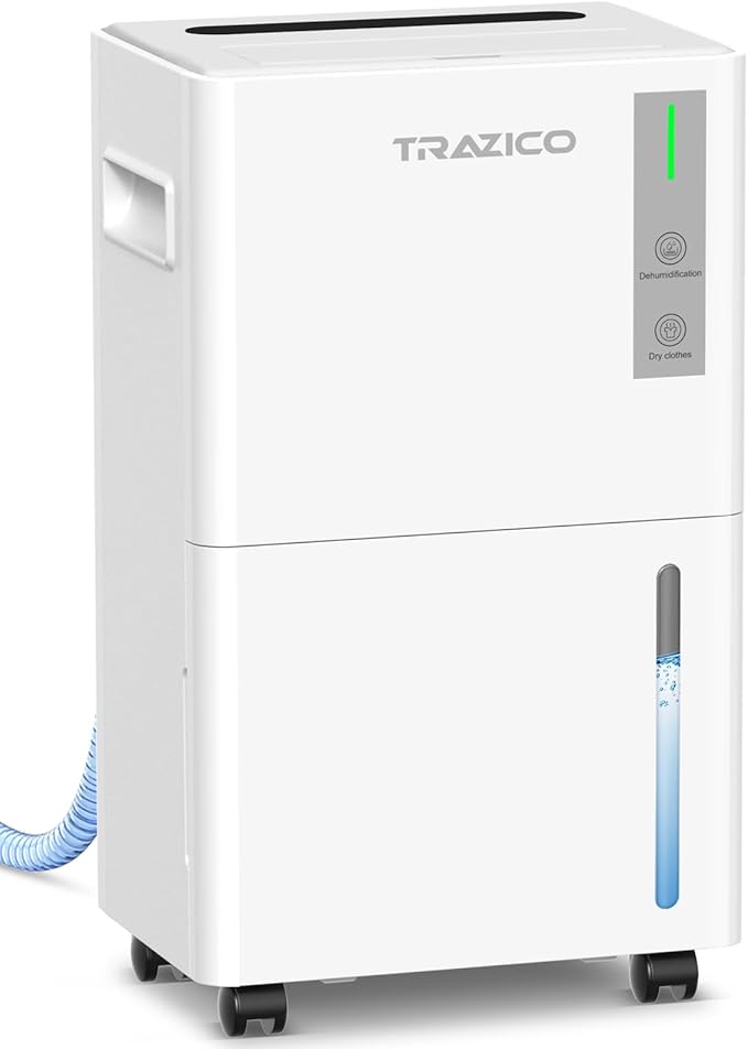 1500 Sq.ft Dehumidifier for Basement, Trazico 21 Pint Quiet Dehumidifiers for Home with Drain Hose, Smart Humidity Control, 3 Modes, 24H Timer, Auto Defrost, for Large Room, Bedroom, and Bathroom by Trazico