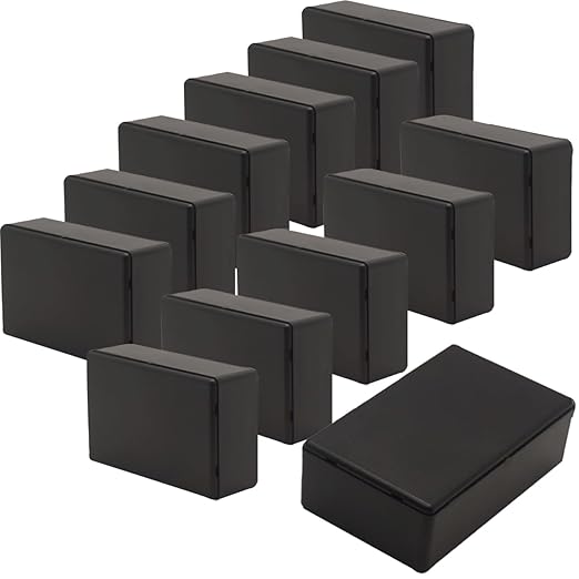 Zulkit 12Pcs Project Boxes ABS Plastic Electrical Project Case Power Junction Box Black 3.62 x 2.28 x 1.26 inch(92 x 58 x 32mm) by Zulkit
