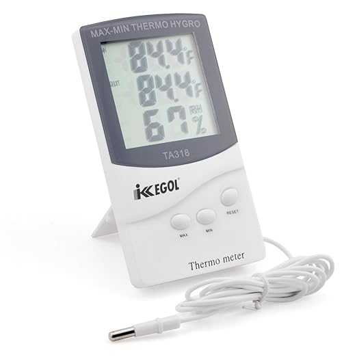 iKKEGOL Dual Sensor LCD Display Indoor Outdoor Digital Thermometer Hygrometer with Max Min Memory - Image 8