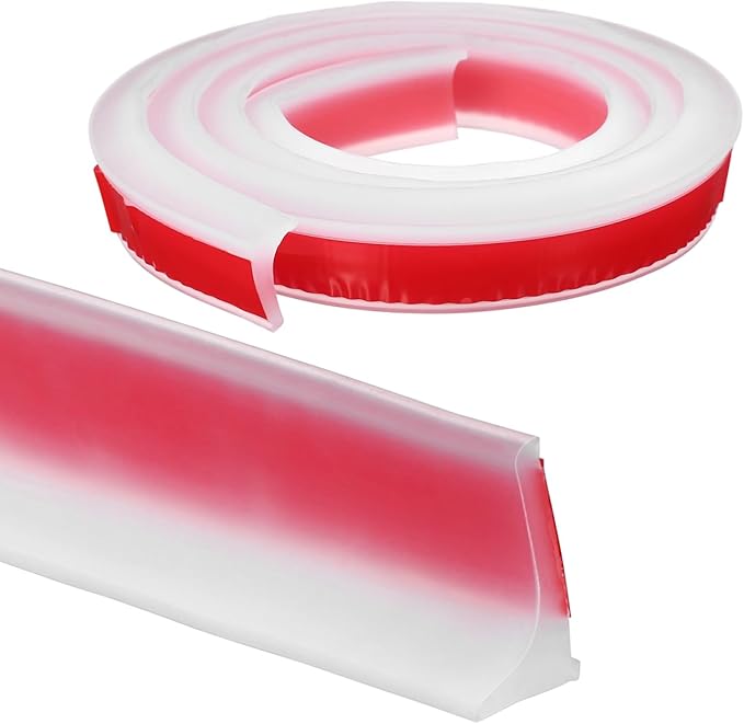 Shower Threshold Water Barrier Strip 39.37 Inch Transparent Adhesive Seal for Kitchen Countertop and Bathroom Sink Splash Guard by Hemobllo