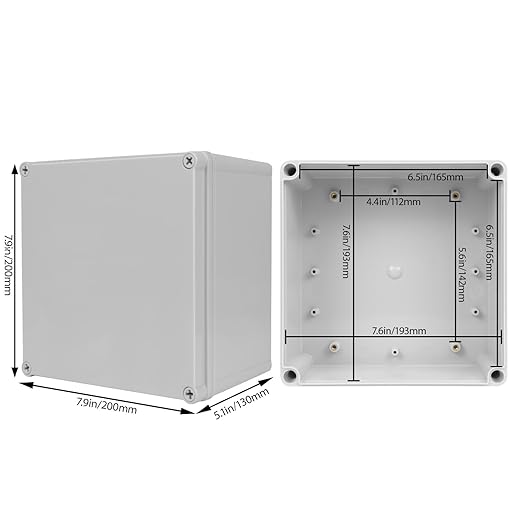Junction Box，7.9"x 7.9"x 5.1" Outdoor Electrical Box with Mounting Plate, IP67 Dustproof Waterproof ABS Plastic Project Box, DIY Electrical Enclosure Gray (200x 200x 130 mm) - Image 2