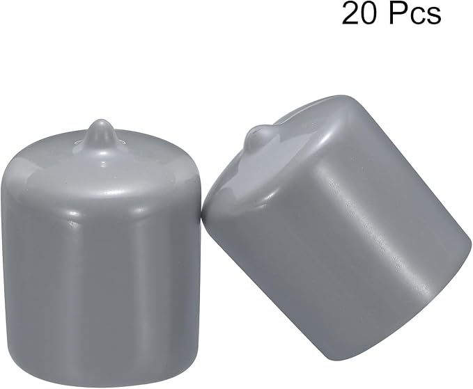 uxcell 20pcs Rubber End Caps 25mm(1") ID Vinyl PVC Round Tube Bolt Cap Cover Screw Thread Protectors Grey - Image 2