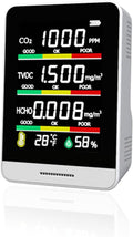 8-in-1 Air Quality Monitor | with Real-Time Temp, Humidity & Clock Display | Portable CO2, HCHO, TVOC, AQI Detector for Home, Office, Car by Unknown