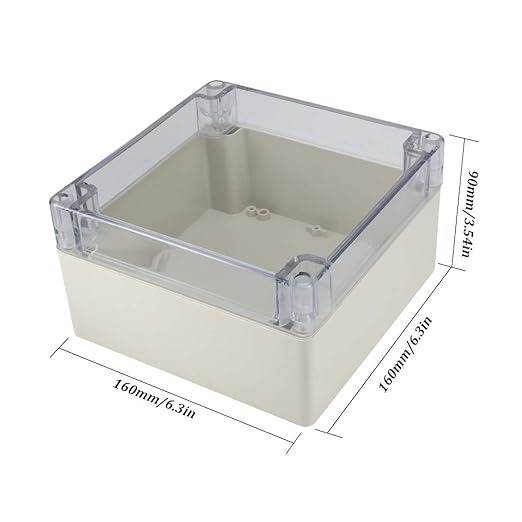 ABS Plastic Junction Box, Dustproof Waterproof IP65 Electrical Box - Universal Project Enclosure Grey, with PC Transparent/Clear Cover 6.3"x6.3"x3.54"(160mm x 160mm x 90mm) - Image 2