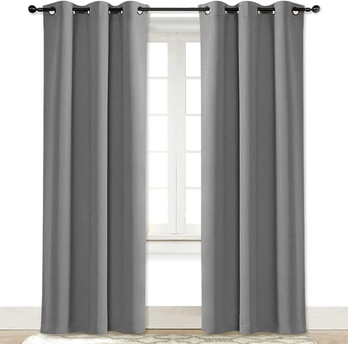 NICETOWN Curtain Blackout Drape Panel, Single Panel, 34 x 84 inch, Silver Grey, 3 Pass Microfiber Noise Reducing Thermal Insulated Window Drapery with Grommet by NICETOWN