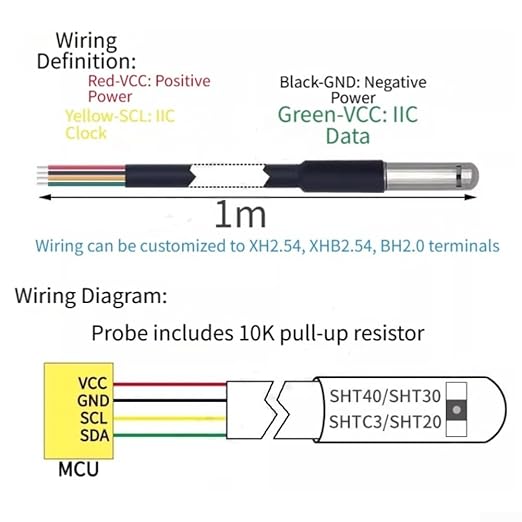 Environmental Sensor, Temperature Humidity and Pressure Sensor I2C Stainless Steel Waterproof Module for Industrial HVAC Automotive Weather Monitoring - Image 3