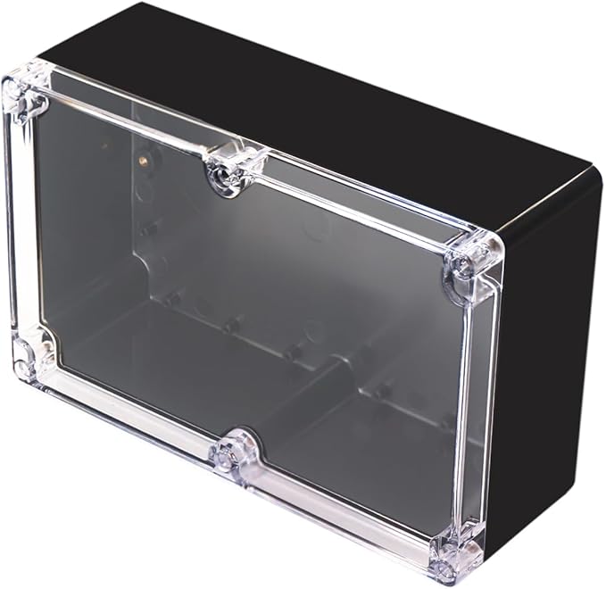 Project Box IP65 Waterproof Junction Box ABS Plastic Black Electrical Boxes DIY Electronic Project Case Power Enclosure Clear Cover 9.06"x5.91"x3.35" by Otdorpatio
