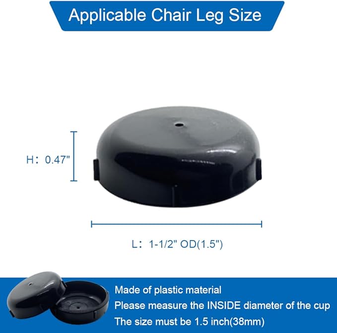 Wrought Iron Chair Glide Protector - Patio Outdoor Furniture Table Feet Leg Cap 1-1/2" Diameter Replace Accessories (16pcs) - Image 2