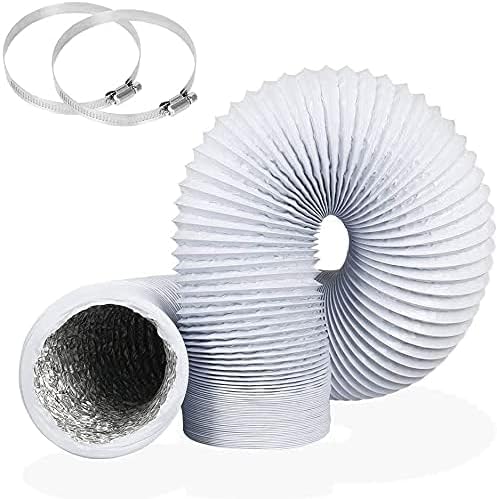 YIJUHOU 4 Inch 5 Feet Air Ducting, Flexible Aluminum Dryer Vent Hose for HVAC Ventilation, Fan Filter and Grow Tent, 2 Clamps Include (White) - Image 2