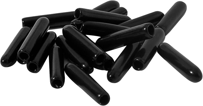 20 PCS Black Round Vinyl Rubber End Caps Kits, Flexible Screw Thread Protectors Safety Cover for Metal Tubing Rod Bolt, 3.5mm (7/50 inch) by Zinkebol