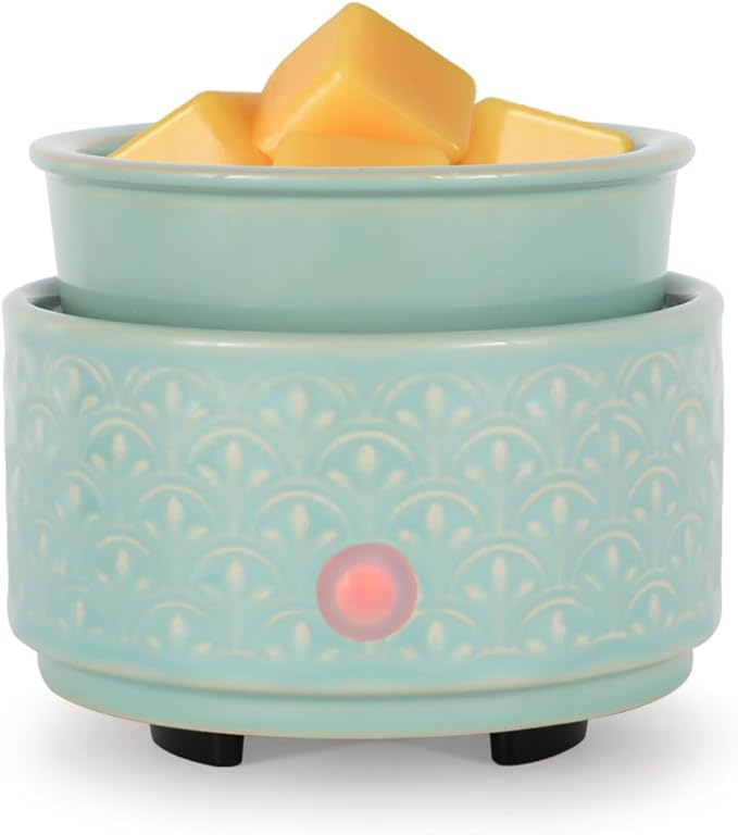 kobodon Ceramic Wax Melt Warmer - 3-in-1Electric Wax Warmer-Fragrance Candle Burner for Scented Wax Tarts and Essential Oils - Wax Melts as Gifts for Moms Grandma Women Girls（Light Green） by Kobodon