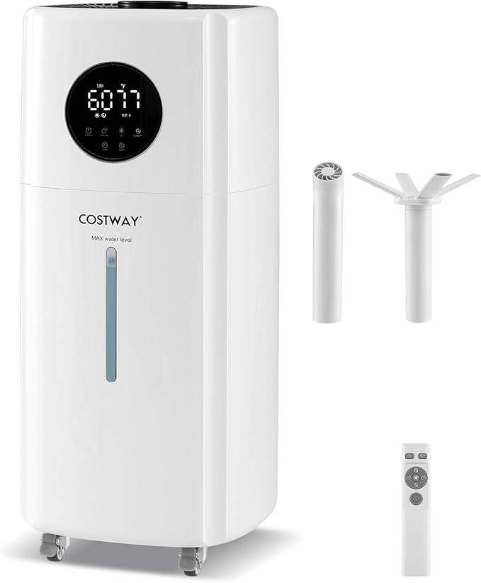 COSTWAY 21L/5Gal Humidifier for Large Room, Top Fill Whole House Humidifier, 3 Mist Levels, Extension Tube, 360° Nozzles & Remote Control for Bedroom, Plants by COSTWAY