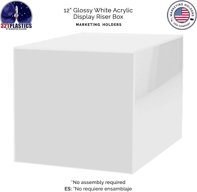 Marketing Holders 12” White Acrylic Display Box with One Open Side No Lid Versatile Square White Merchandise Storage Bin or Retail Product Riser No Assembly - Image 6