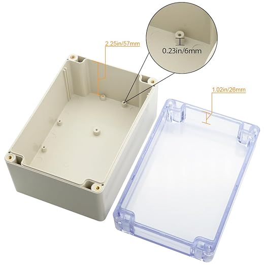 LeMotech ABS Plastic Junction Box Dustproof Waterproof IP65 Electrical Enclosure Box Universal Project Enclosure Grey with PC Transparent Clear Cover 6.3 x 4.3 x 3.5 inch(160 x110 x 90 mm) - Image 4