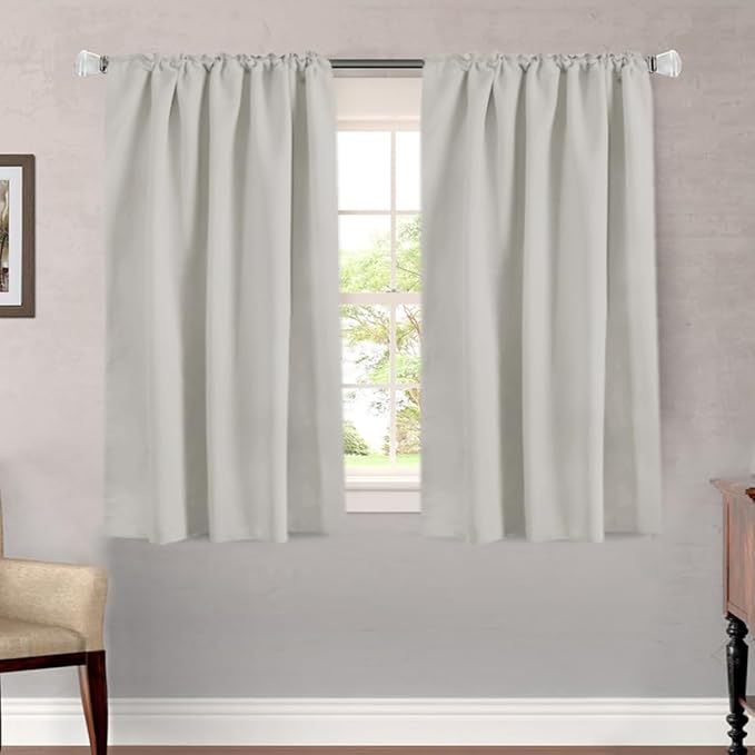 H.VERSAILTEX Blackout Curtains Thermal Insulated Window Treatment Panels Room Darkening Blackout Drapes for Living Room Back Tab/Rod Pocket Bedroom Draperies, 52 x 54 Inch, Ivory/Cream - Image 2