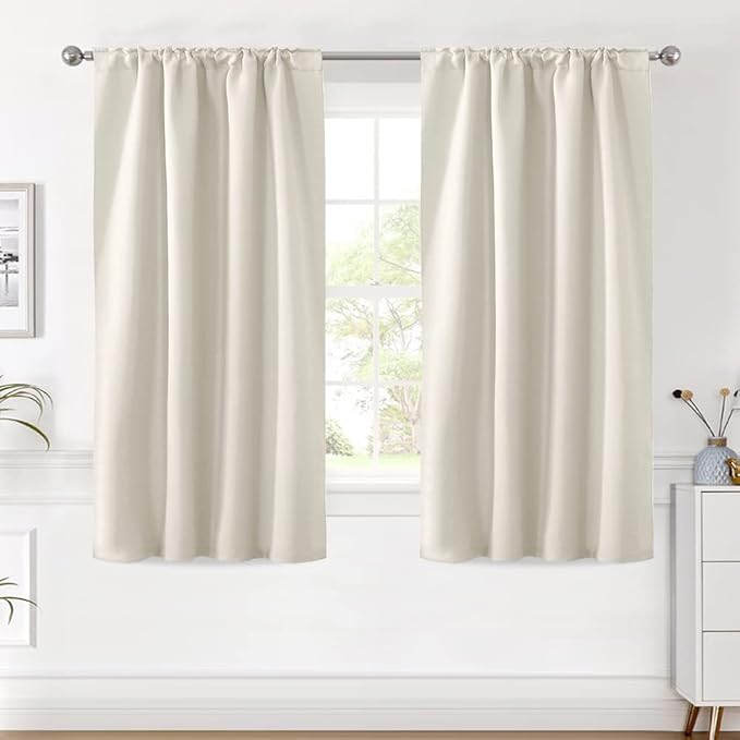 H.VERSAILTEX Light Reducing Curtains Thermal Insulated Window Treatment Panels Room Darkening Privacy Assured Drapes for Living Room Back Tab/Rod Pocket Bedroom Drapes 2 Panels, Ivory - 42 x 54 Inch - Image 2