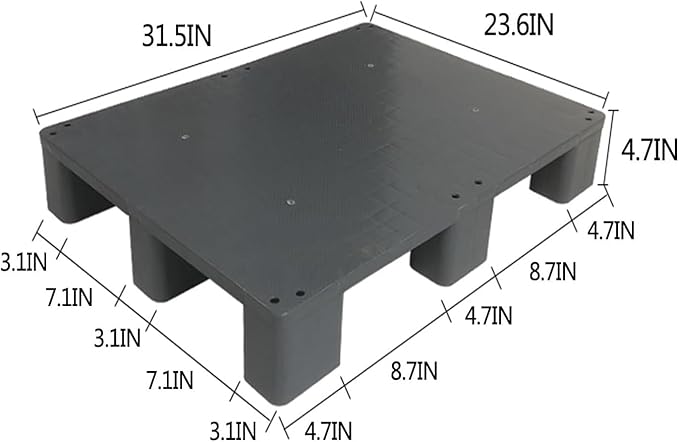 Waterproof Grid Ventilation Floor Pallet Small Warehouse Moisture Barrier Plastic Pallets Moisture Resistant for Logistics and Warehousing, Transportation Facilities(Gray-5 Set,31.5x23.6x4.7in) - Image 2