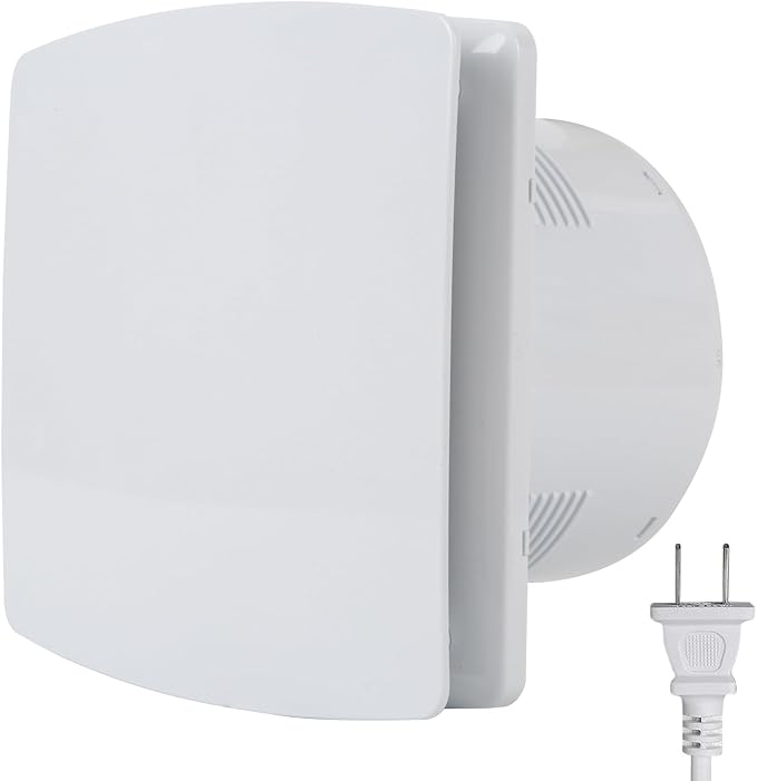 Bathroom Exhaust Fan, 6 inch Silent Ceiling and Wall Mount Ventilation Fan with Anti-Backflow Check Valve, Balanced Air Solution, for Tub Shower Enclosure, 110V (Square) by Fepinc
